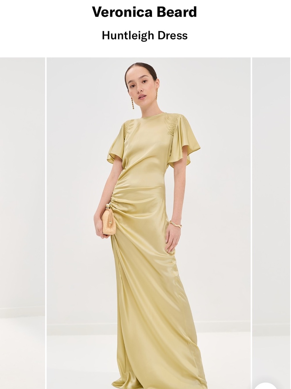 Veronica Beard Huntleigh Satin Maxi Dress in Light Gold